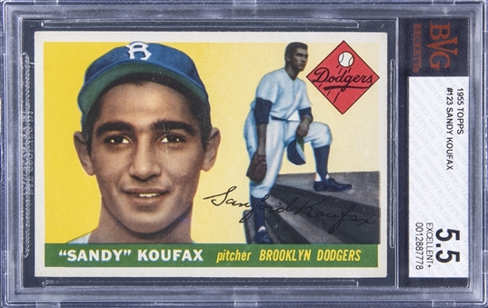 1955 Topps #123 Sandy Koufax Rookie Card - BVG 5.5 EX+